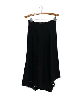 Meimeij Black Asymmetric Hem Skirt Size 38 Made In Italy Drape Exposed Stitch